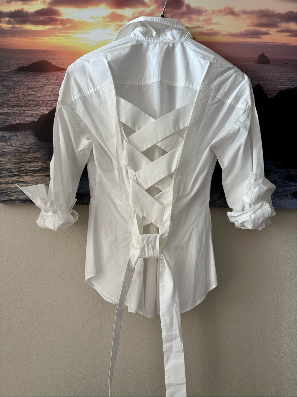 Derek Lam 10 Crosby White long sleeve Shirt with Back Plait Detail/ 2/ NWT